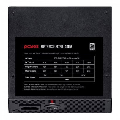 Pcyes fonte Electra 300W PFC ativo