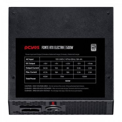 ELEC500W PCYes fonte ATX Electra 500W PFC ativo