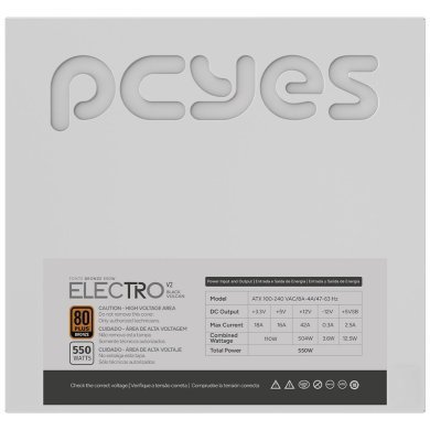 ELECV2WG550W Pcyes fonte Electro V2 550W White Ghost PFC ativo 80P Bronze