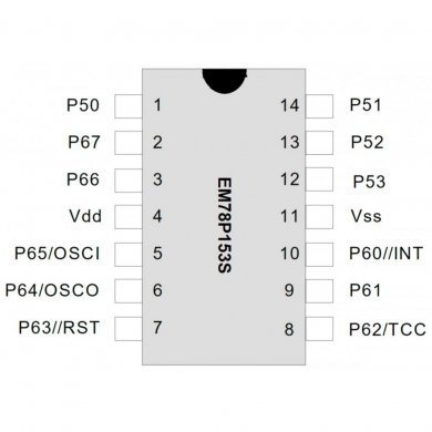 CI EM78P153SNJ microprocessador MCU 8bit 20MHz 12IO