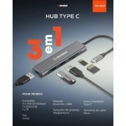 Evolut Hub USB-C EO-1100 5 em 1 3x USB 3.0 1x SD 1x M ...
