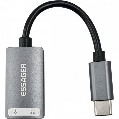 EZJC2K-YY0G-P Essager adaptador placa de audio OTG USB-C para 2x 3,5mm