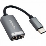 Essager adaptador placa de audio OTG USB-C para 2x 3,5m Headset/Fone e Microfone Plug e Play