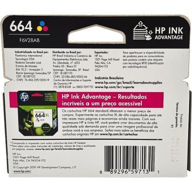 F6V28AB Cartucho de tinta HP 664 tricolor 2ml