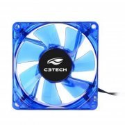 C3 Tech Cooler Fan Storm 80MM Led Azul 43,2 CFM, 4 Pinos, 2200RPM + 10%