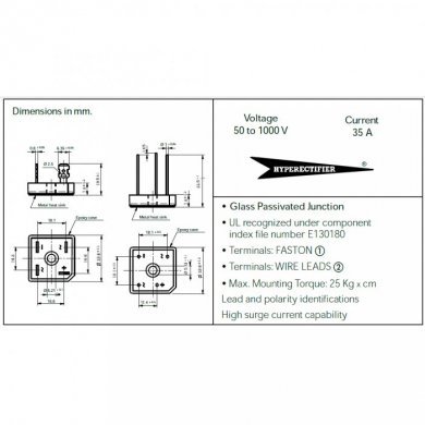 FB3504 Kit 10x ponte retificadora 35A 1000V