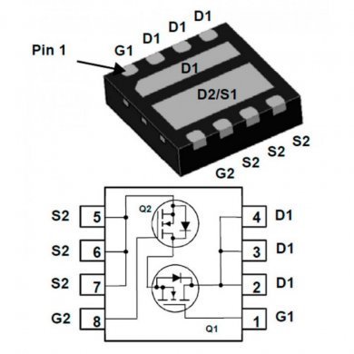MOSFET Dual N-Channel PowerTrench 30V 6/8A WDFN8 3x