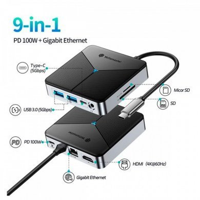 FF3-9P25R-BK-EP Yottamaster Docking Station 9x1 para USB-C