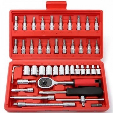 Kit chaves catraca reversível 46 peças c/ maleta