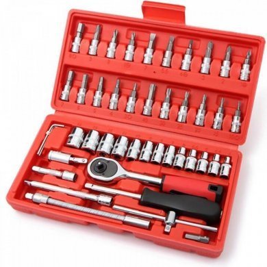 FH46 Kit chaves catraca reversível 46 peças c/ maleta