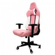 Motospeed Cadeira Gamer G1 Rosa e Branco Suporta até 180KG Almofadas Ajustáveis Reclinação de 180 graus e Rota