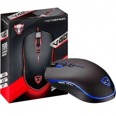 FMSMS0004PTO Motospeed Mouse Gamer V40 RGB 4000 DPI Preto