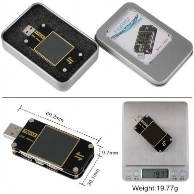 Medidor de Corrente Tensão USB DC 4-24V 0-5A