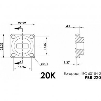 FT20KK-0900-N-FK Cabo FlexTwist Flexible Twist WR42 17.7 a 26.5 GHz