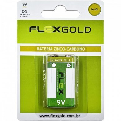FX-9Z1 Flex Bateria 9V zinco carbono 0% de mercúrio e cádmio