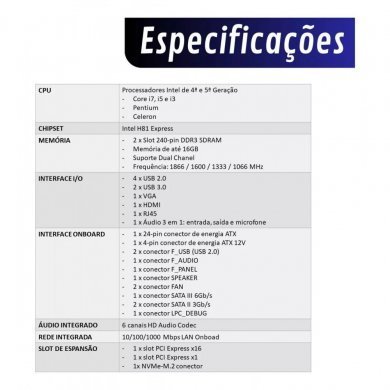 Revenger Placa Mãe H81/M Intel LGA1150 DDR3