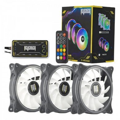 Revenger kit 3x fan 120mm RGB com controladora preto