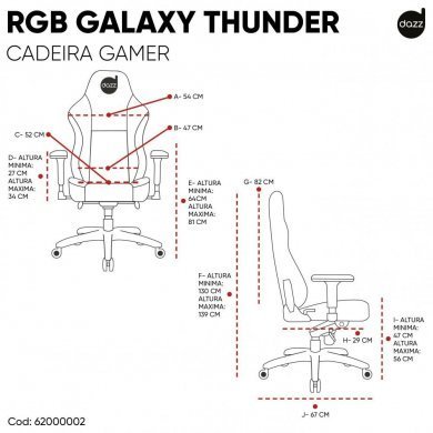 Dazz cadeira gamer Galaxy Thunder RGB reclinável