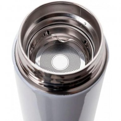 Garrafa térmica 500mL inox com termômetro branco