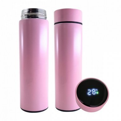 GAR-TERMICA-RSA Garrafa térmica 500mL inox com termômetro rosa