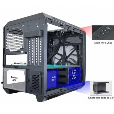 GBKXCG05RC Kmex K-Mex Gabinete Microcraft V CG-05RC Preto