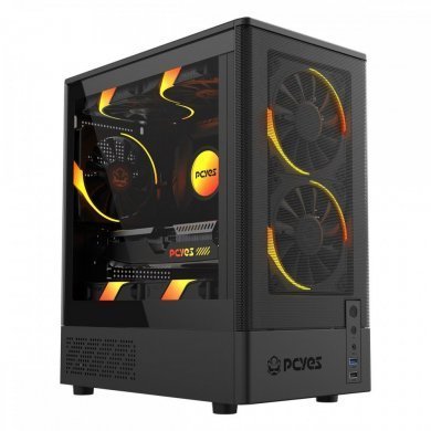 GKRIBV Pcyes gabinete gamer Kauri Black Vulcan mid tower