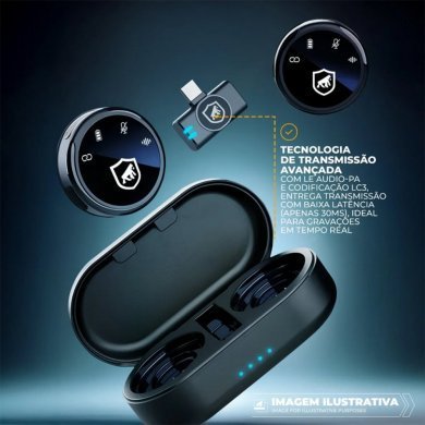 GShield microfone de lapela sem fio recarregavel