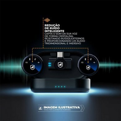 GShield microfone de lapela sem fio recarregavel