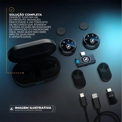 GShield microfone de lapela sem fio recarregavel