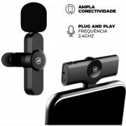 GShield microfone de lapela sem fio recarregavel USB-C com adaptador para conector Lightning