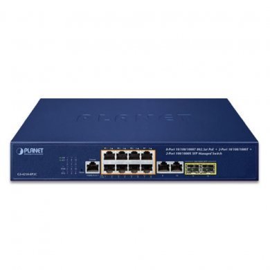 GS-4210-8P2C PLANET Switch 8 Portas Gigabit PoE 802.3at