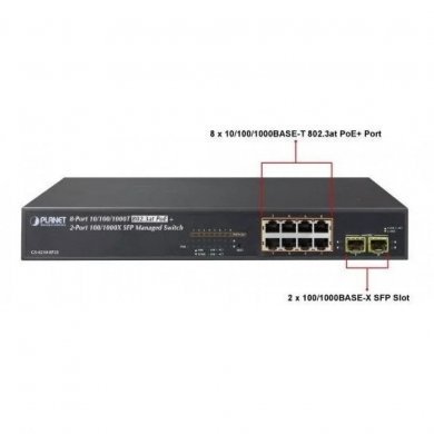 GS-4210-8P2S PLANET Switch 8 Portas Gigabit PoE 802.3at