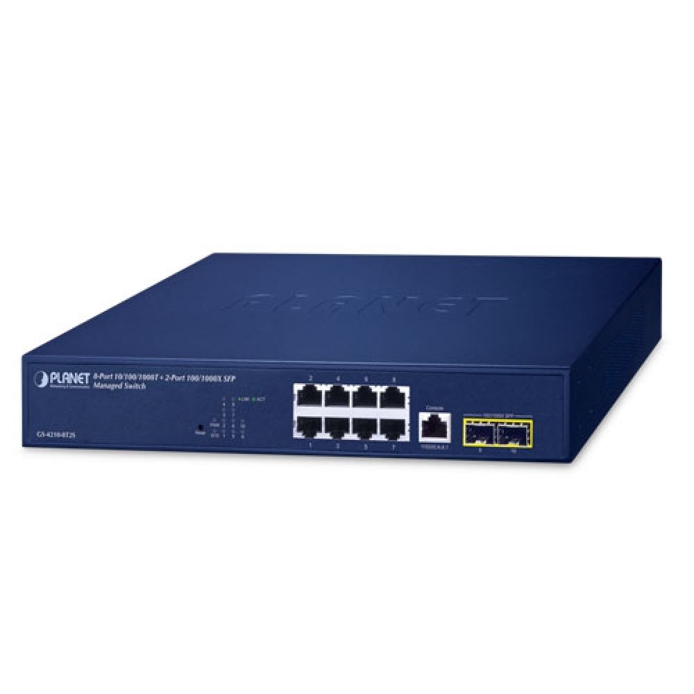 GS-4210-8T2S PLANET Switch 8 Portas Gigabit PoE 802.3at