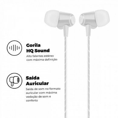 GS-4274 Gorila Shield fone de ouvido Atomic P3 Branca
