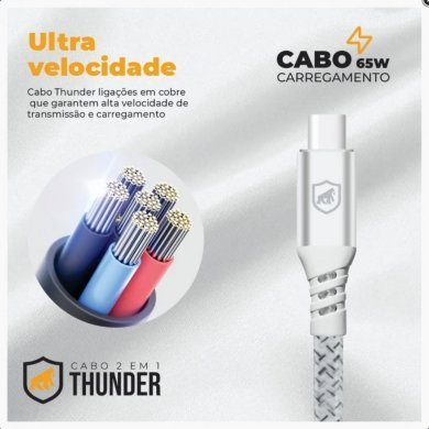 GS-6767 GShield Cabo Thunder 65W 2 em 1 Tipo C - 1,8m