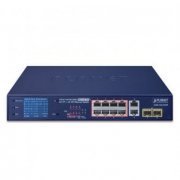 Planet 8-Port 10/100/1000T 802.3at PoE + 2-Port 0/100/1000T + 2-Port 1000X SFP Ethernet Switch with PoE LCD Mo