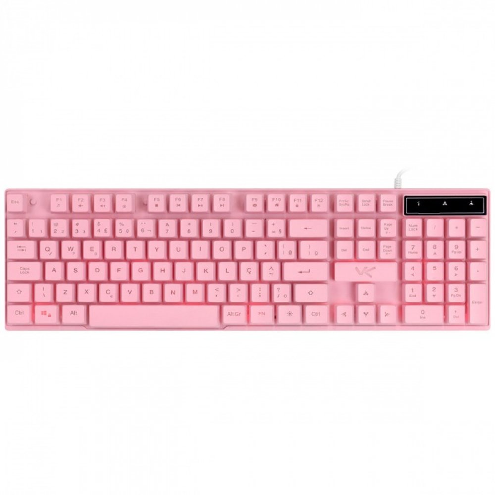 GTH200R7 Vinik Teclado Gamer Cerberus Rosa Led 7 Cores