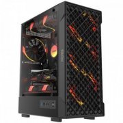 Pcyes gabinete gamer Velyr Black Vulcan mid tower lateral em vidro temperado (não acompanha coolers)