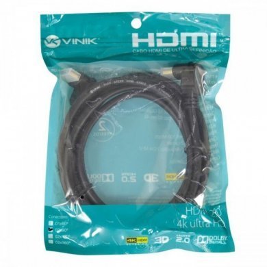 H2090-2 Vinik Cabo HDMI 2.0 4K HDR 3D 90 graus 2 metros