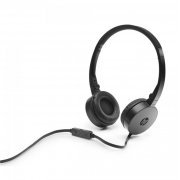 HP Headphone Dobrável Preto Plug 3.5mm Controle no cabo com microfone, ajuste de volume e botão para atendimento de chamada