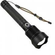 Holda lanterna tática LED P90 recarregável USB-C 2 baterias, adaptador para pilhas AAA