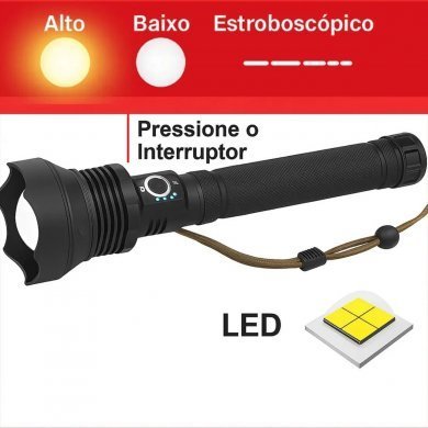 H3721 Holda lanterna tática LED P90 recarregável USB-C