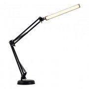 Holda luminária LED de mesa articulada USB preta com ajuste de intensidade, possui alternância entre branco qu