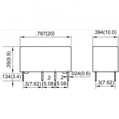 HAS112S-DC48 Rele HAS112S 48V 2A 20x10x20mm (Kit 4x unidades)