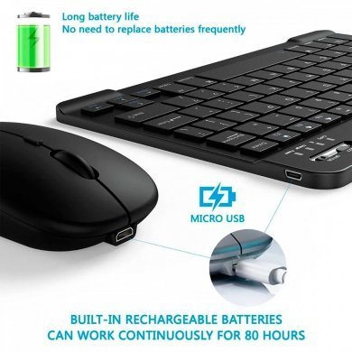 Teclado e Mouse Bluetooth recarregavel (ingles)
