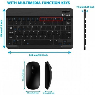 Teclado e Mouse Bluetooth recarregavel (ingles)