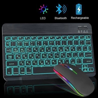 Teclado e Mouse Bluetooth recarregavel (ingles)