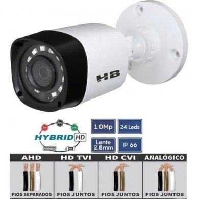 HB401 Camera HD 720P Hibrida 4x1 lente 2.8mm IR 20m IP66