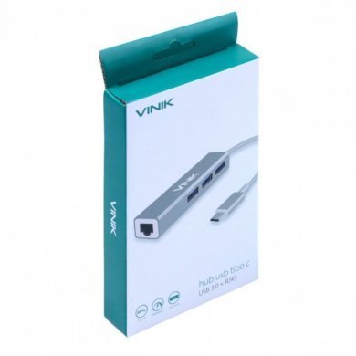 HC-4RJ Vinik Hub USB-C para 3x USB 3.0 1x RJ45 Gigabit