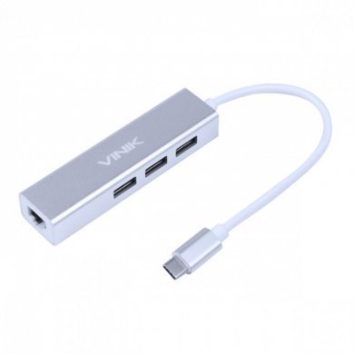 HC-4RJ Vinik Hub USB-C para 3x USB 3.0 1x RJ45 Gigabit